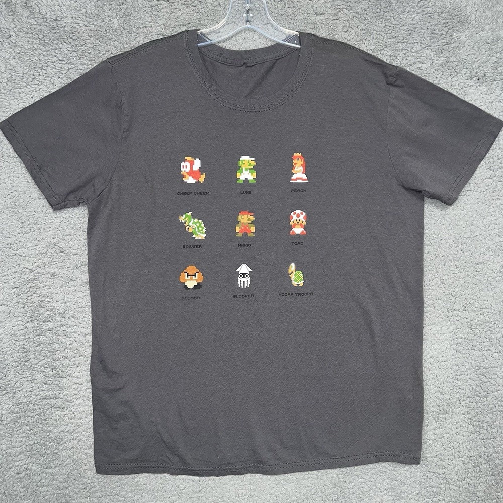 Super Mario Bros. T Shirt Men's Size XL Gray Club Nintendo Characters Tee‎ *Rare